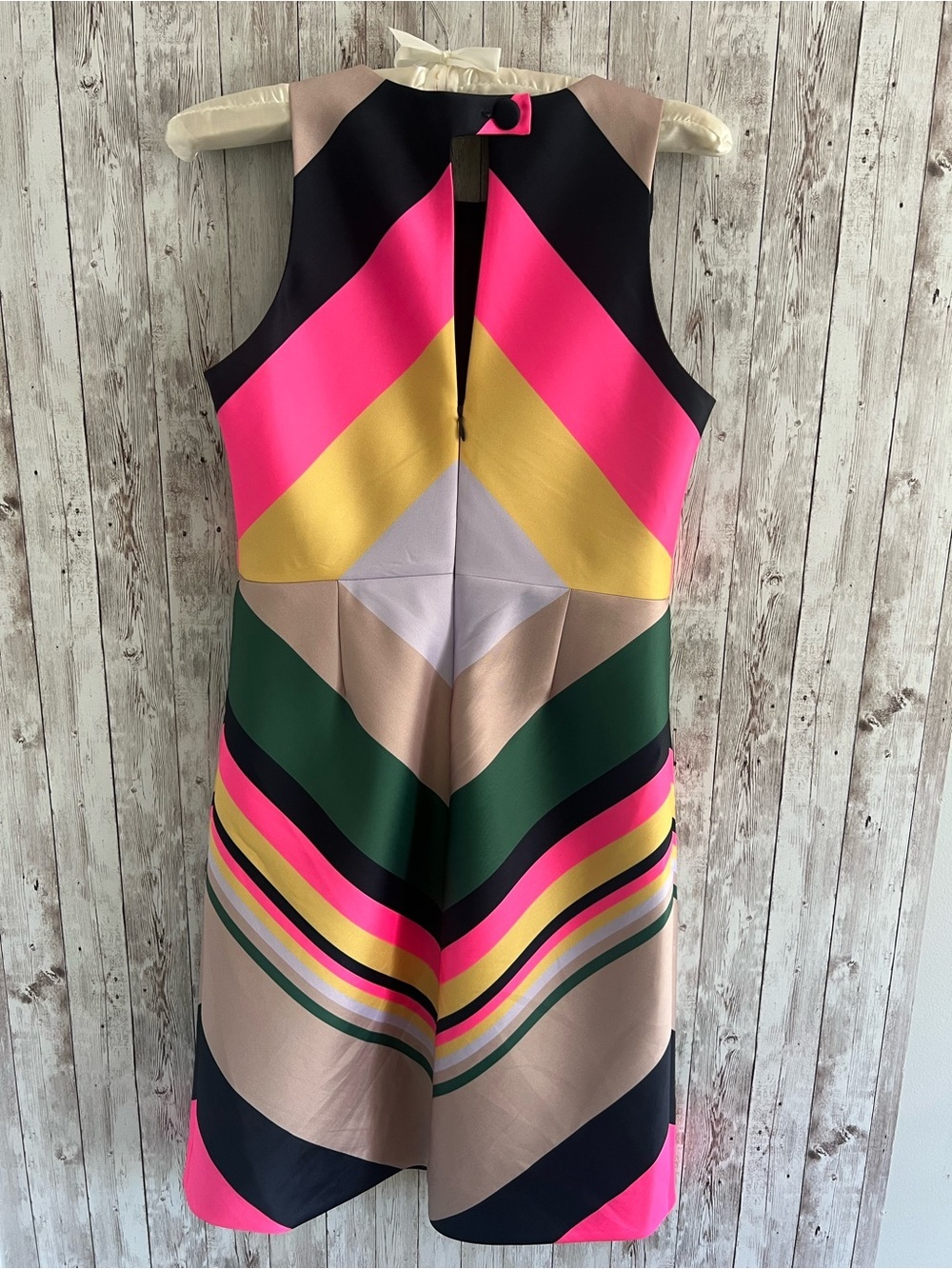J. Crew Collection Pop Multicolor Chevron Mini Dress in Pink, Yellow, Green 2 - Picture 2 of 6